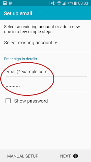 Enter E-mail Address and Password