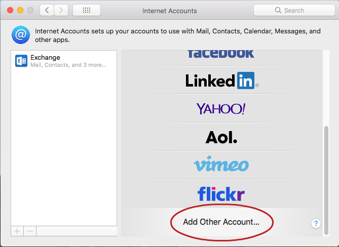 add internet account for mac linked in